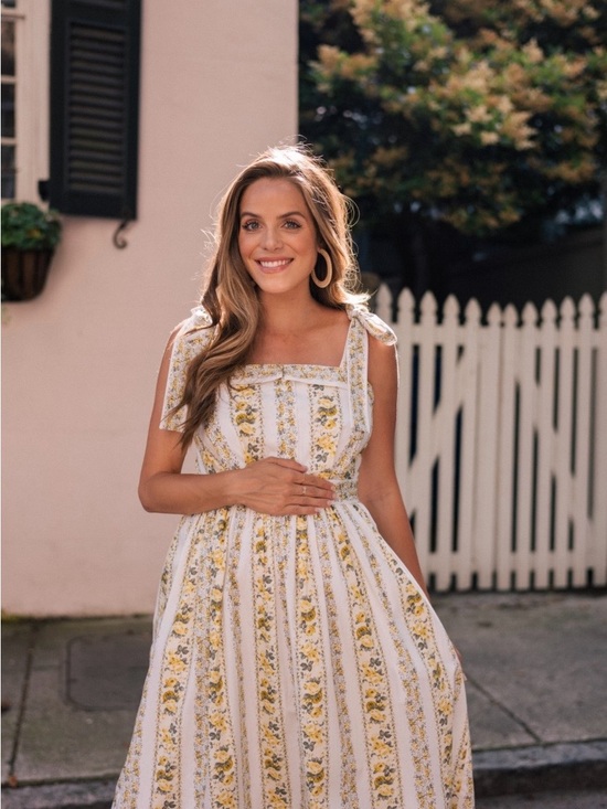 Gal Meets Glam Dresses & Skirts - Gal Meets Glam White and Yellow Floral Tie-Shoulder Maxi Dress